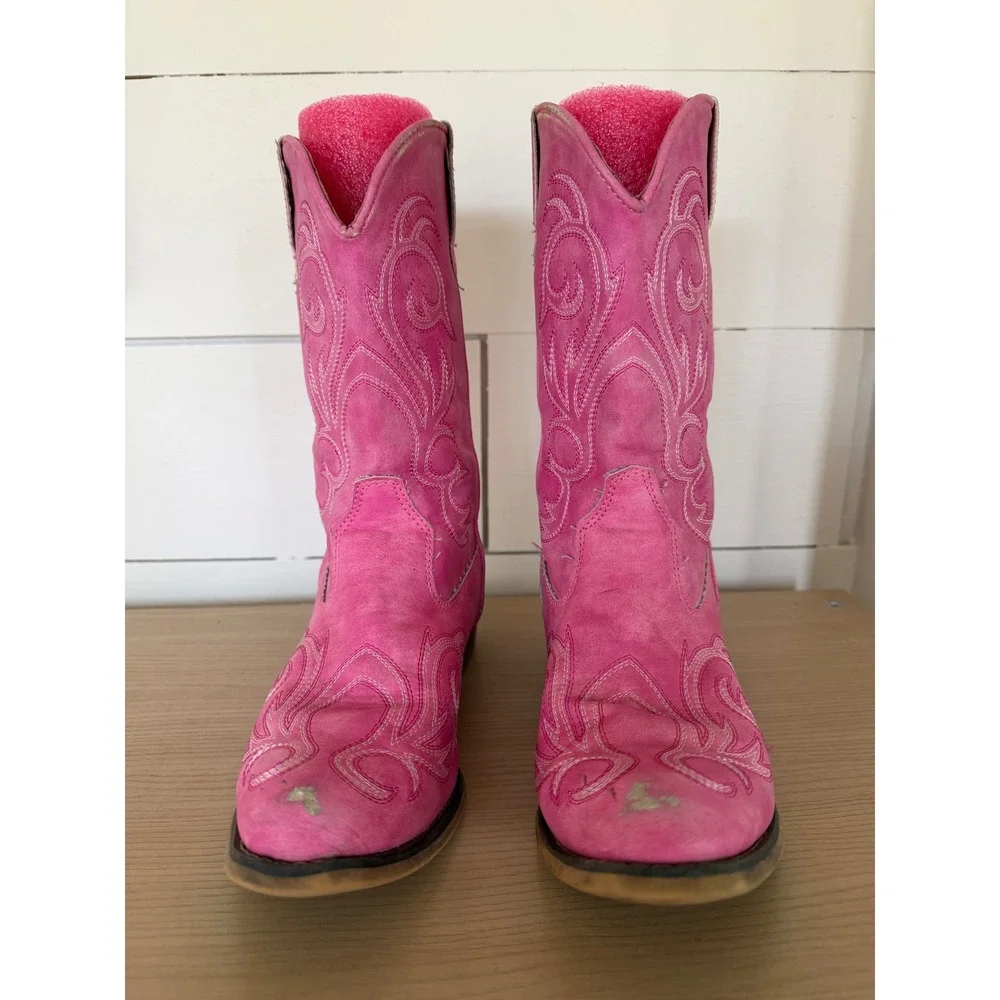 Roper Little Kids Pink Embroidered Western Cowboy Boots Size 3 09-018-1566-2422